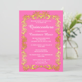 Elegante Gold Frame Quinceanera Einladung