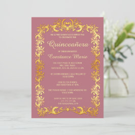 Elegante Gold Frame Quinceanera Einladung