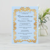 Elegante Gold Frame Quinceanera Einladung (Stehend Vorderseite)