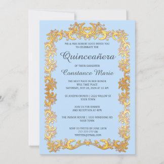 Elegante Gold Frame Quinceanera Einladung