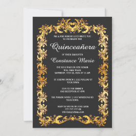 Elegante Gold Frame Quinceanera Einladung