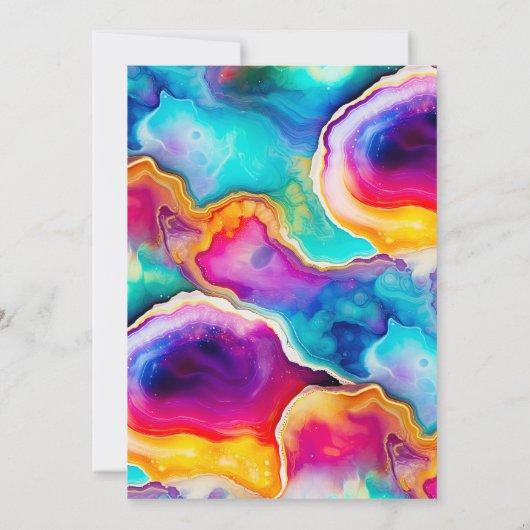 Elegante Gold Frame Rainbow Agate Wedding Einladung (Rückseite)