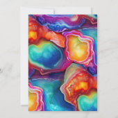 Elegante Gold Frame Rainbow Agate Wedding Einladung (Rückseite)