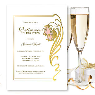 Elegante Gold Frame Rentirement Celebration Einladung