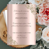 Elegante Gold Frame Rose Gold Wedding Reception Einladung