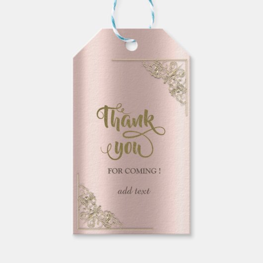 Elegante Gold Frame Rose Vielen Dank Geschenkanhänger (Vorderseite)