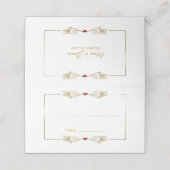 Elegante Gold Frame Rotes Herz Platzkarte (Außenseite Aufgefaltet)
