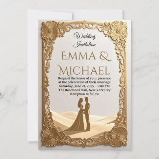 Elegante Gold Frame Wedding Einladung - Klassisch