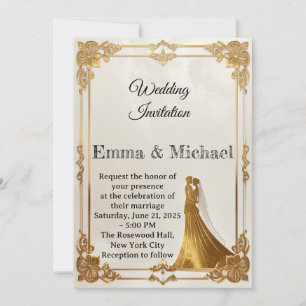 Elegante Gold Frame Wedding Einladung - Klassisch