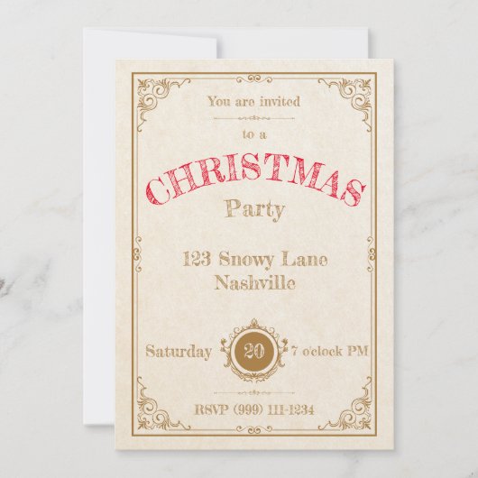 Elegante Gold Frame Weihnachts-Einladung Einladung (Vorderseite)