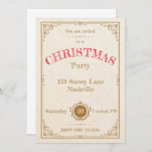 Elegante Gold Frame Weihnachts-Einladung Einladung (Vorne/Hinten)