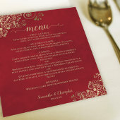 Elegante Gold Frills auf Red Budget Wedding Menu