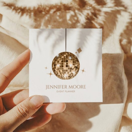 Elegante Gold Funkelnd Disco Ball Custom Quadratische Visitenkarte