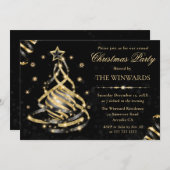 Elegante Gold Funkelnd Weihnachtsbaum Einladung (Vorne/Hinten)