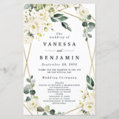 Elegante Gold Geometric Floral Wedding Programs (Vorderseite)