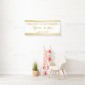 Elegante Gold Gerahmt Wedding Willkommen Banner (Insitu)