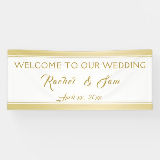 Elegante Gold Gerahmt Wedding Willkommen Banner (Horizontal)