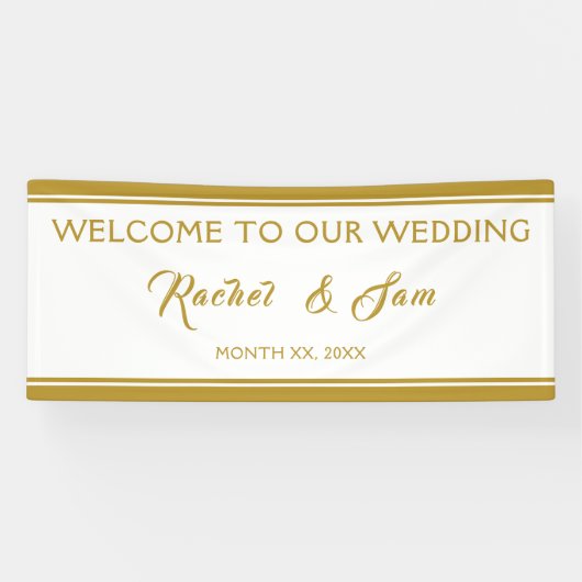 Elegante Gold Gerahmt Wedding Willkommen Banner (Horizontal)