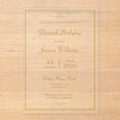 Elegante Gold Gerahmte Geburtstagsparty Acryleinladungen (Vorderseite)