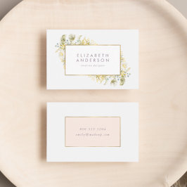 Elegante Gold Gerahmte Wildblume Corporate Visitenkarte