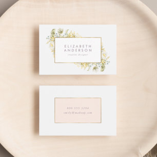 Elegante Gold Gerahmte Wildblume Corporate Visitenkarte