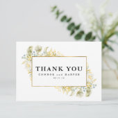 Elegante Gold Gerahmte Wildblume Edging Wedding Dankeskarte (Stehend Vorderseite)