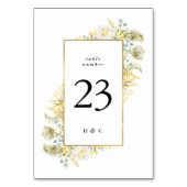 Elegante Gold Gerahmte Wildblume Edging Wedding Tischnummer (Vorderseite)