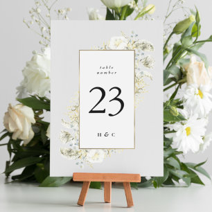 Elegante Gold Gerahmte Wildblume Edging Wedding Tischnummer
