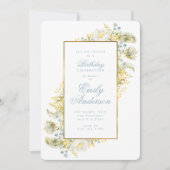 Elegante Gold Gerahmte Wildblume Geburtstagsparty Einladung (Vorderseite)