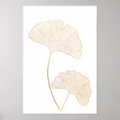 Elegante Gold Ginkgo Blätter Kunstdruckerei Poster (Vorne)