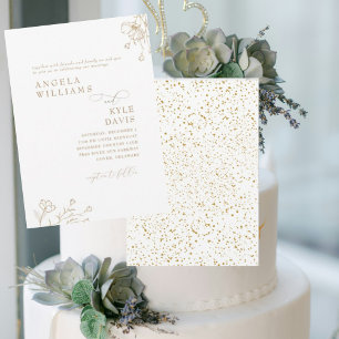 Elegante Gold Glam Blumenhochzeit ohne Eltern  Einladung