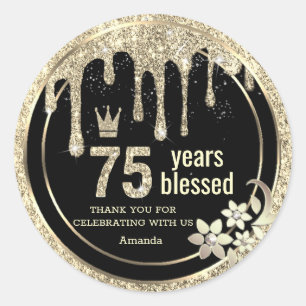 Elegante Gold Glamour Tropfen Vielen Dank Runder Aufkleber