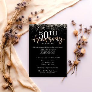 Elegante Gold Glitter 50. Jubiläumsfeier Einladung
