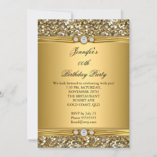 Elegante Gold Glitter Diamant Geburtstagsfeier 2 Einladung