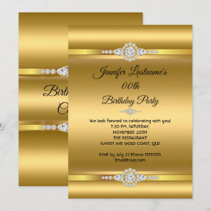 Elegante Gold Glitter Diamant Geburtstagsfeier 2 Einladung