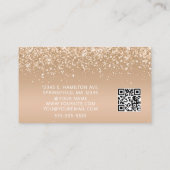 Elegante Gold Glitter Foto QR Code Visitenkarte (Rückseite)