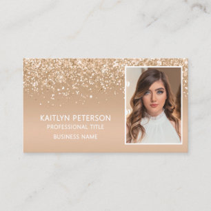 Elegante Gold Glitter Foto QR Code Visitenkarte