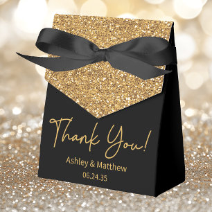 Elegante Gold Glitter Hochzeit Danke Geschenkschachtel