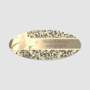 Elegante Gold Glitter Mädchen Gesicht Silhouette Namensschild