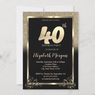 Elegante Gold Glitter Ombre 40. Geburtstagsfeier Einladung