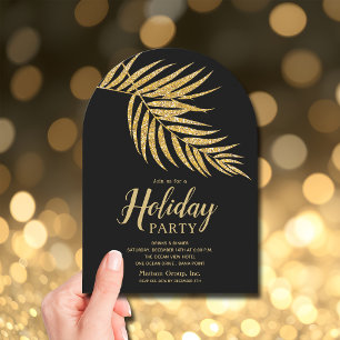 Elegante Gold Glitter Palme Weihnachten Einladung