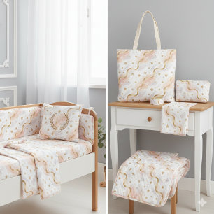 Elegante Gold Glitter Sterne und Watercolor Blush Stoff