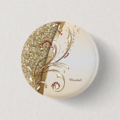 Elegante Gold Glittery Wirbel Button (Vorderseite)