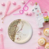 Elegante Gold Glittery Wirbel Pappteller (Party)