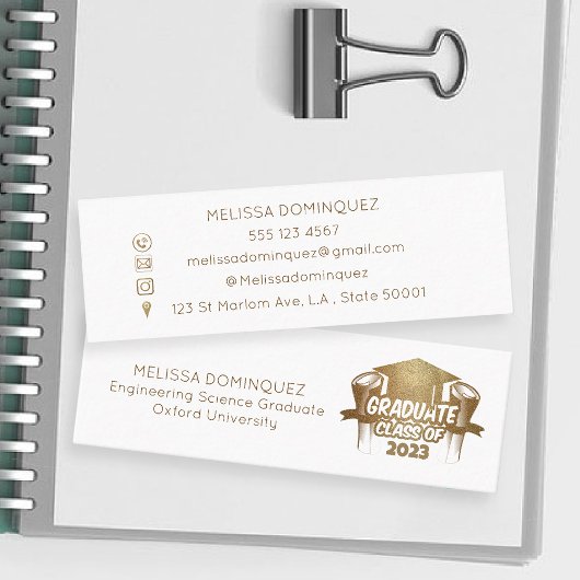 Elegante Gold Glitzer Abschluss Name Card Telefonnummerkarte