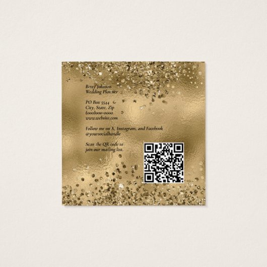 Elegante Gold Glitzer and Foil Business Card (Rückseite)