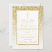 Elegante Gold Glitzer Bestätigung oder 1. Kommunio Dankeskarte (Vorderseite)