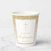 Elegante Gold Glitzer Bestätigung oder 1. Kommunio Pappbecher (Rückseite)