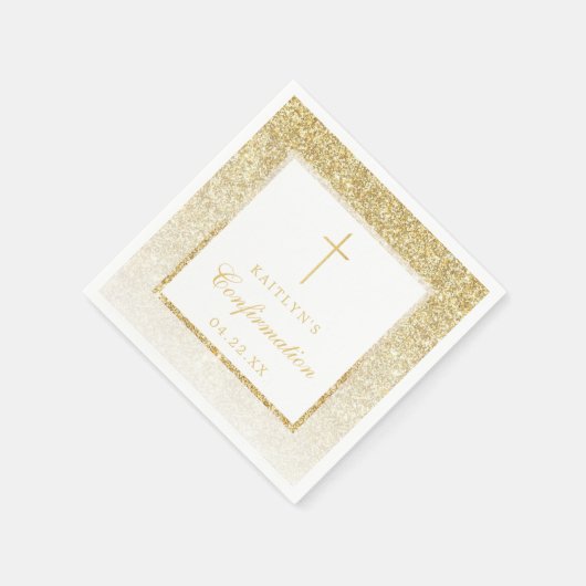 Elegante Gold Glitzer Bestätigung oder 1. Kommunio Serviette (Ecke)