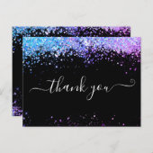 Elegante Gold Glitzer Black Dankeschön Card Postkarte (Vorne/Hinten)
